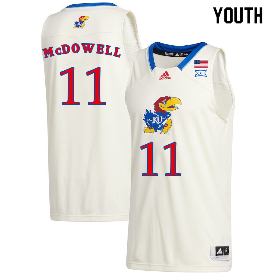Youth #11 Jamari McDowell Kansas Jayhawks College Basketball Jerseys Stitched Sale-Cream
